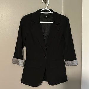 Black blazer with satin sleeves